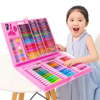 

Oil Pastel Crayons Colored Pencils 208 Pcs Colors Drawing Set Watercolor Brush Pastel Set Children Stationery Drawing Kid pens
