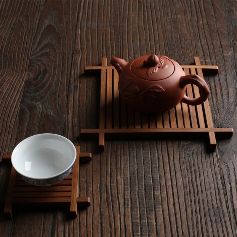 Wood Placemat Coaster Kitchen Table Bowl Mat Durable Hand Woven Insulation Coffee Cup Coaster Tea Ceremony Accessoriess Supplies coffee accessories tea set tea cup mat