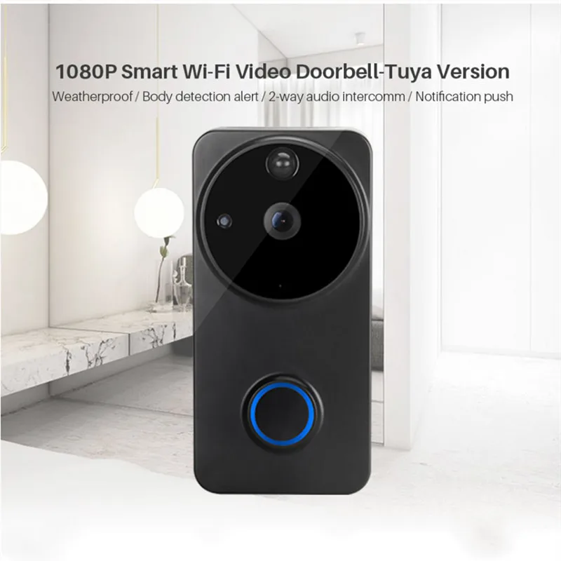 Timbre de vídeo con WiFi, cámara de vídeo con mirilla para puerta, Control por voz, Alexa y Google