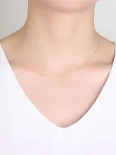 [Nymph] Lebih Luas Asli 18K Kuning Emas Rantai Emas Kalung 45 Cm Hadiah Terbaik untuk Wanita [D206](China)