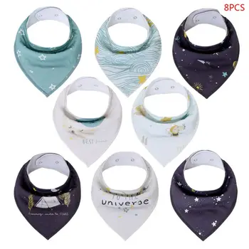

8 Pcs/set Baby Boys Girls Triangle Bibs Adjustable Snaps Infant Saliva Towel Baby Bibs Breastplate Baby Stuff