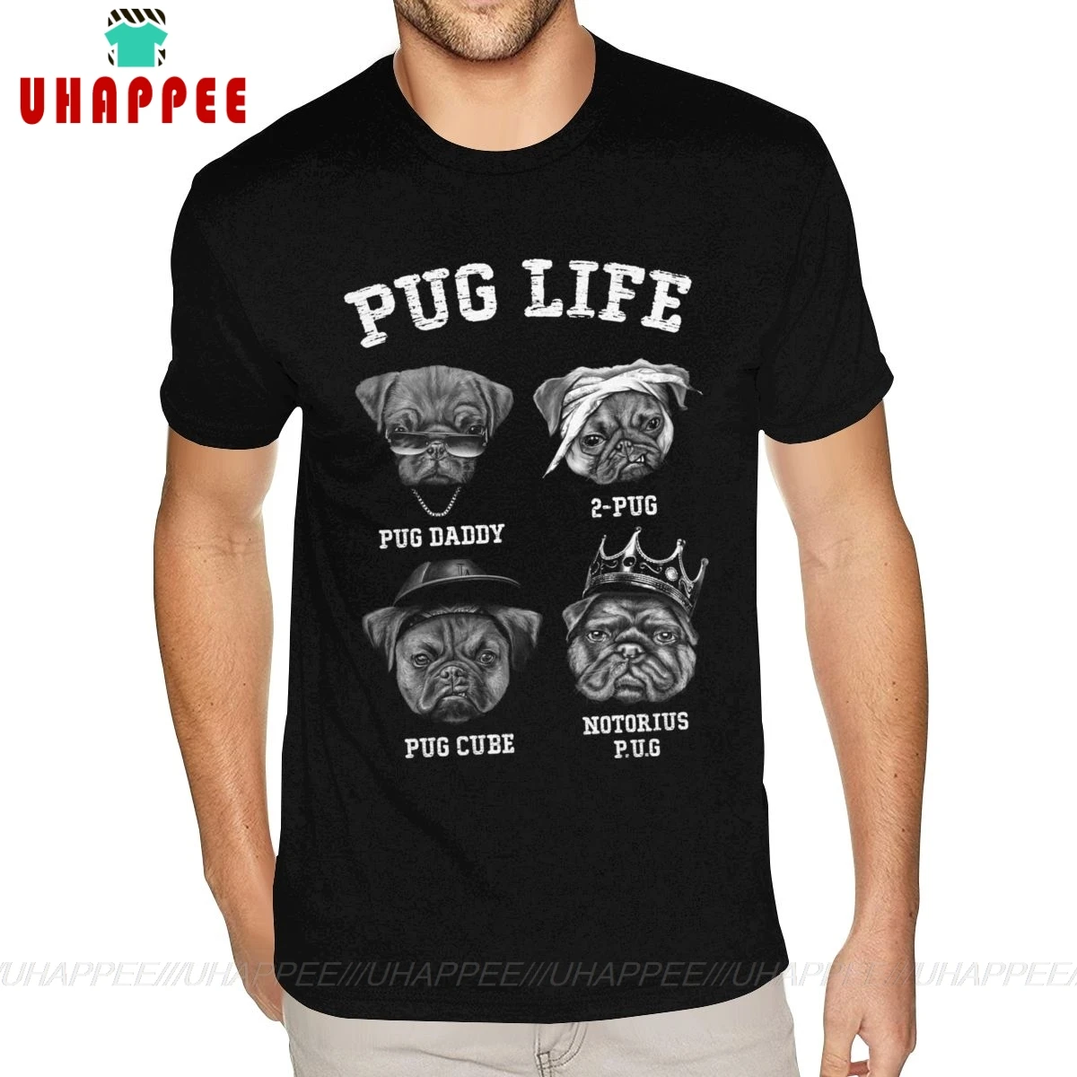Крутые рубашки Thug Pug LIfe мужские хлопковые черные футболки с коротким рукавом и