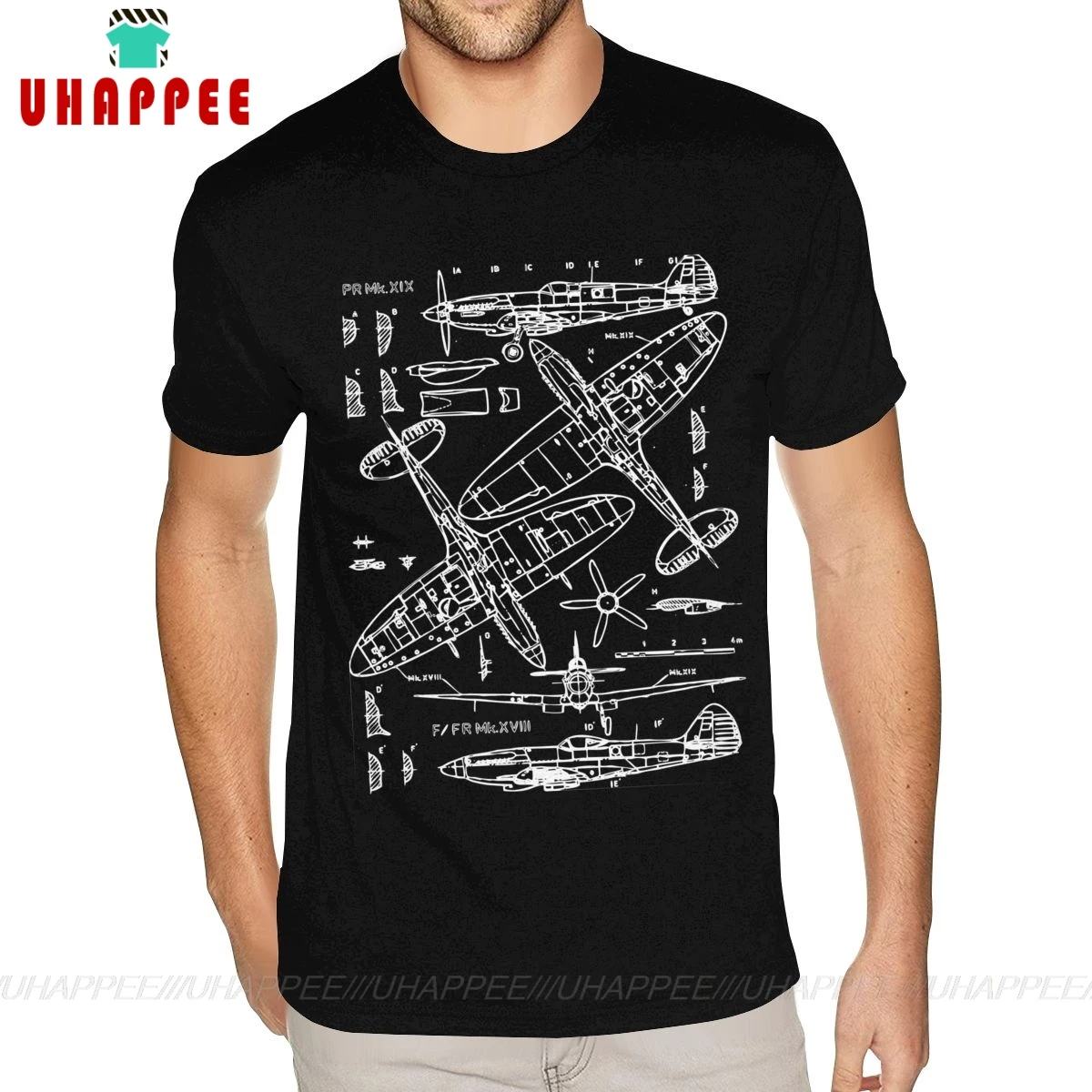 Персонализированная футболка Spitfire Concept Blueprints летная рубашка самолет Fighter Pilot футболки мужская черная