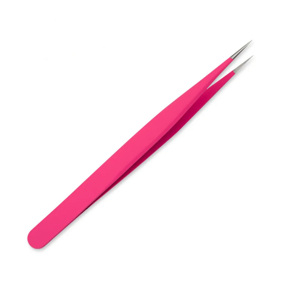 Пинцет для ресниц Высокоточный Пинцет из нержавеющей стали Hyperfine для Макияж Украшение ногтей вспомогательный инструмент удлинители ресниц - Цвет: Розовый
