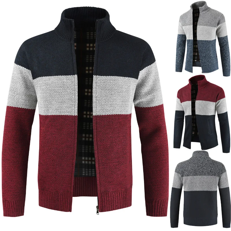 

Men Autumn Winter New Business Casual Warm Thick Fleece Cardigan Sweater Jumper Men Fashion Loose Fit Knitted Cardigan Coat Men