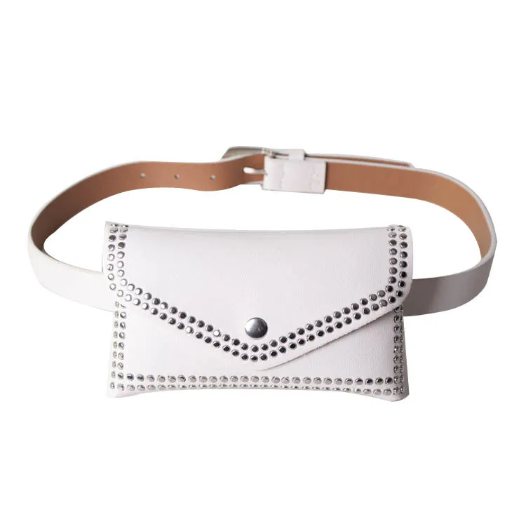 

Korean-style Cool Fashion with Belt Rivet Mobile Phone Bag Women's Hot Selling Punk Style Men's Natural Leather Envelope Small W