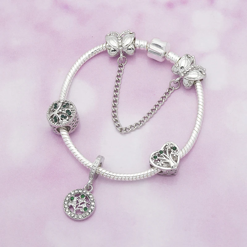

wholesale DIY Jewelry green life tree Red Drill Transfer Girl Bracelet Birthday Gift charm bracelet