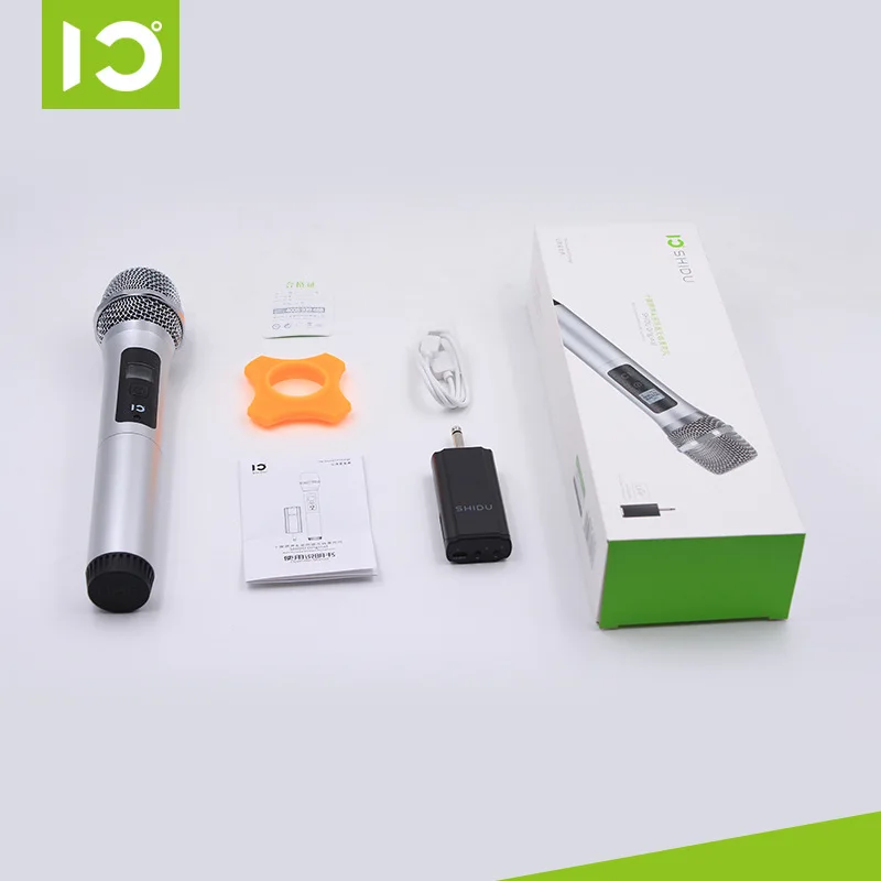 Универсальный UHF беспроводной микрофон с приемником ручной светодиодный дисплей голос для динамиков голосовой усилитель встречи - Цвет: Silver
