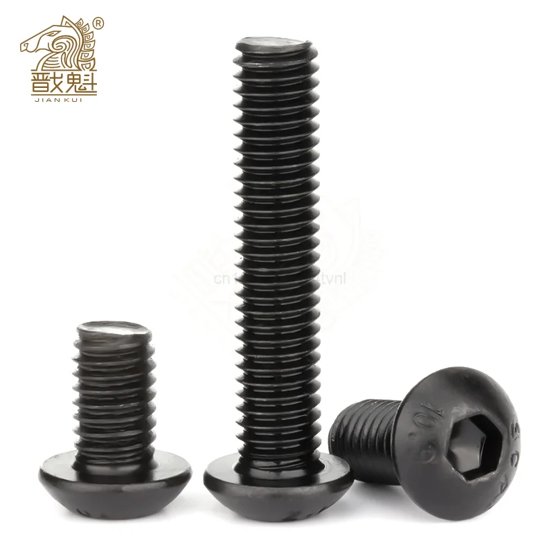 10-50pcs/lot ISO7380 Hex Screw M2 M2.5 M3 M4 M5 M6 M8 Black Button Head Hex Socket Cap Screw Hexagon Socket Round Head Screws