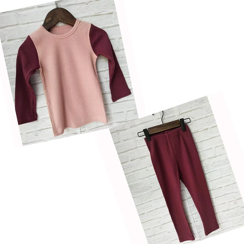 

HITOMAGIC New Arrival 2019 Girls Clothes For Boys Children Ribbed Set With Full Sleeve Kids Fitted Soft Autumn Winter Cloth