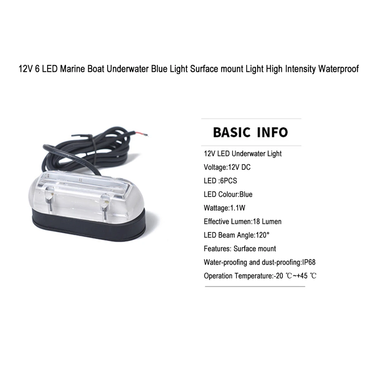 12V 6 светодиодный морской лодка подводный синий свет накладное освещение высокой интенсивности водонепроницаемый