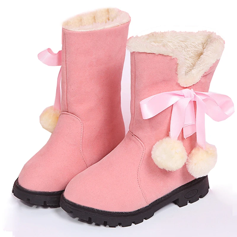 Next Girls Tan Suede Leather Pull On Knitted Cuff Infants Winter Boots UK 4/20.5 