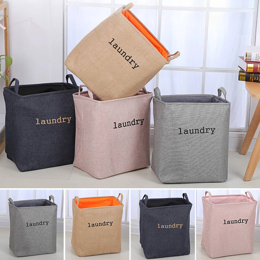 

Dual Fabric EVA Dirty Clothes Laundry Basket Foldable Laundry Hamper With Handles Square Storage Bin Bucket For Home Toys 1pcs