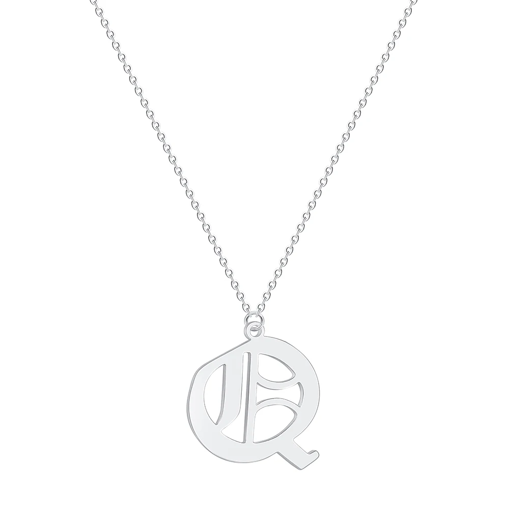 Q QIMING Fashion Hip Hop Wood Letter P Pendant Necklace Men Luxury Brand Boho Gold Long Necklace Women Accessories - Окраска металла: Q
