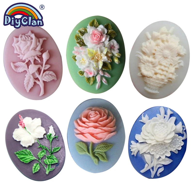 Silicone Mold Cake Decorating Tools Flower Silicone Fondant Mold Mug Decorating Rose Resin Polymer Clay Decoration Form Plaster Mastic Aroma Craft Making Novel