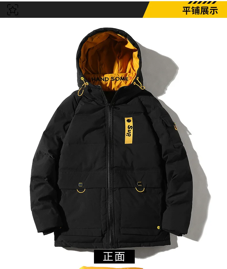 new style autumn winter men down jacket red warm thick hooded teenager down coats male waterproof stand collar outerwear