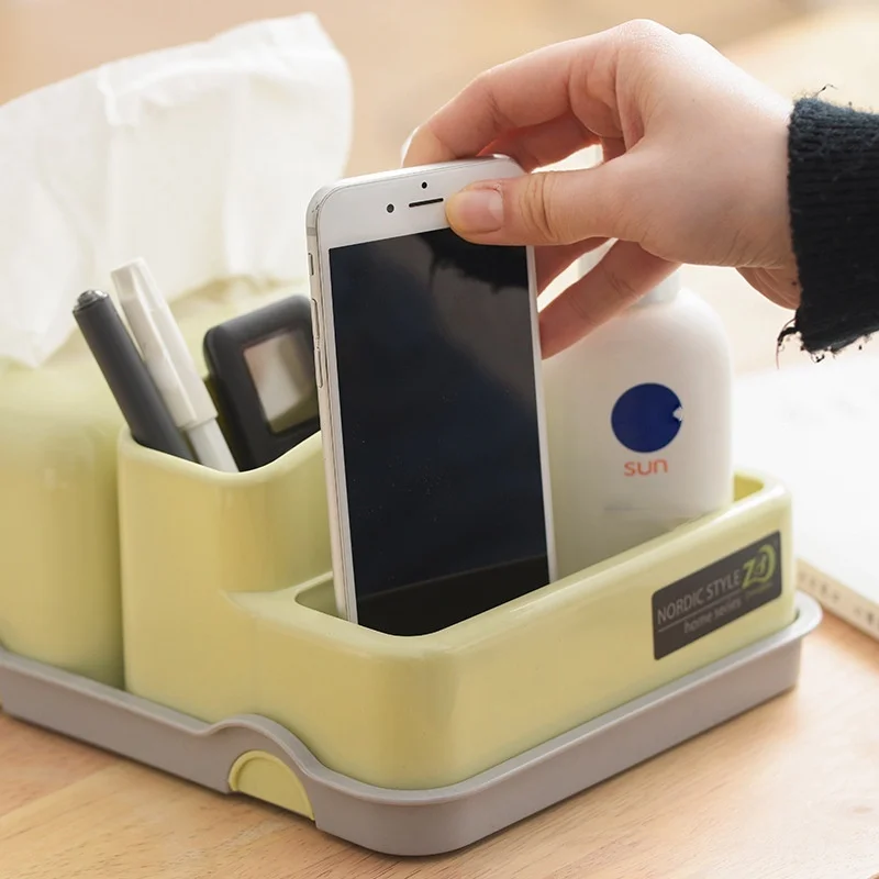 

Desktop Organizer Multifunctional Napkin Tissue Box TV Remote Controller Holder Home Office Supplies Storage Box Container