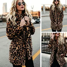 Шуба 2019Top женская теплая зимняя толстовка с леопардовым принтом пуловер Джемпер пальто