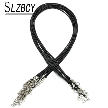 

10pcs/set Multi Color Wax Line Black Red Cord for Necklace Lobster Clasp Strap Rope Jewelry Accessory 42cm