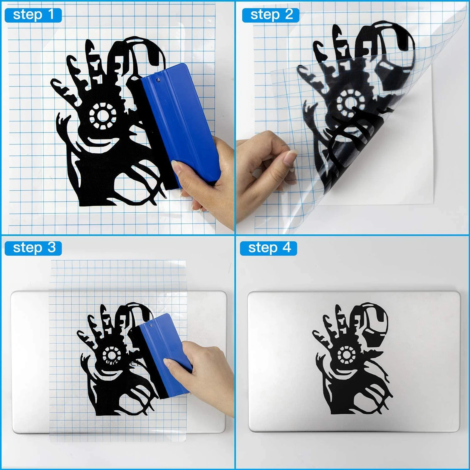 Vinyl Transfer Tape Roll (12” x 3.28 Feet) Clear Vinyl Transfer Paper for Silhouette Cameo Crafts with Blue Alignment Grid