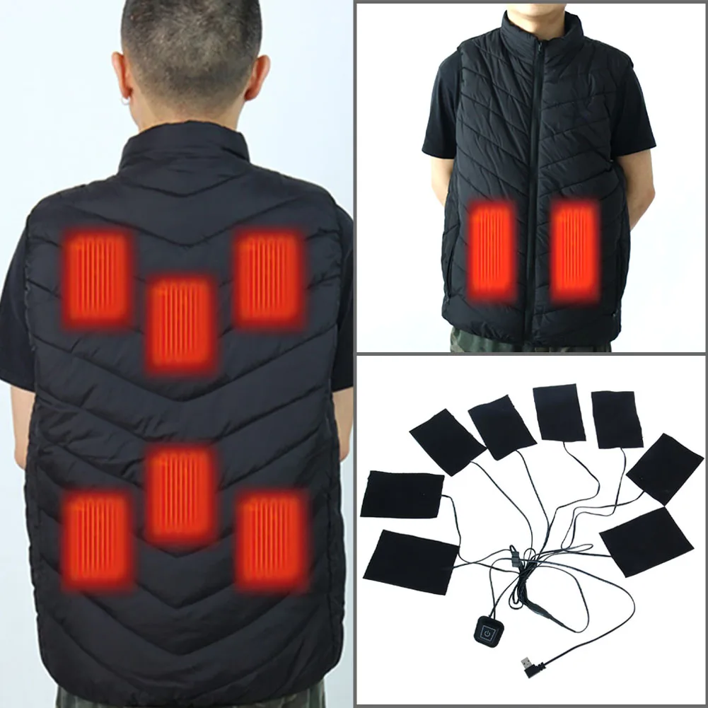 

USB Charging Electric Jackets Wear Resistant Washable Vest Warm Adjustable Temperature Clothes Heating Pad for Winter Sports