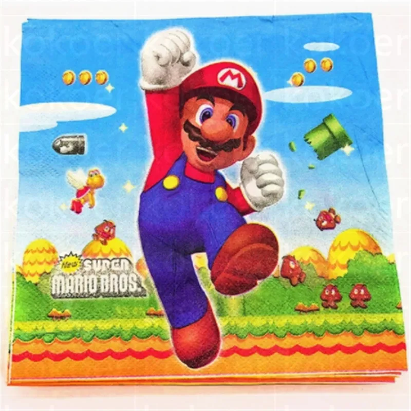napkin 20pcs Mario Bros складные pinata Mario Bros вечерние украшения для игры Забавные товары для дня рождения Супер Марио пината - Цвет: napkin 20pcs
