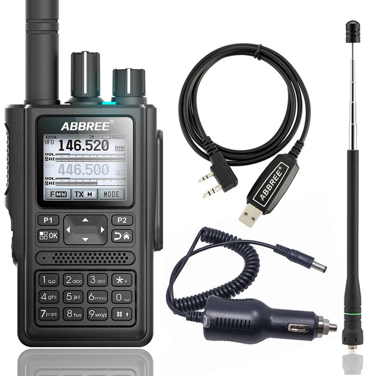 ABBREE AR-F8 gps 6 полос(136-520 МГц) 8 Вт 999CH Многофункциональный VOX DTMF SOS lcd цветной любительский Ham двухстороннее Радио рация - Цвет: as picture 2