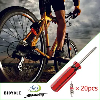

20pcs Tire Air Conditioning Schrader Valve Cores with Removal Tool Wrench