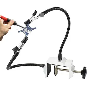 

1 Pcs Soldering Station Helping Hand Bench Vise Aluminum Alloy Soldering Table Clamp Soldering Iron Holder with Flexible Arms