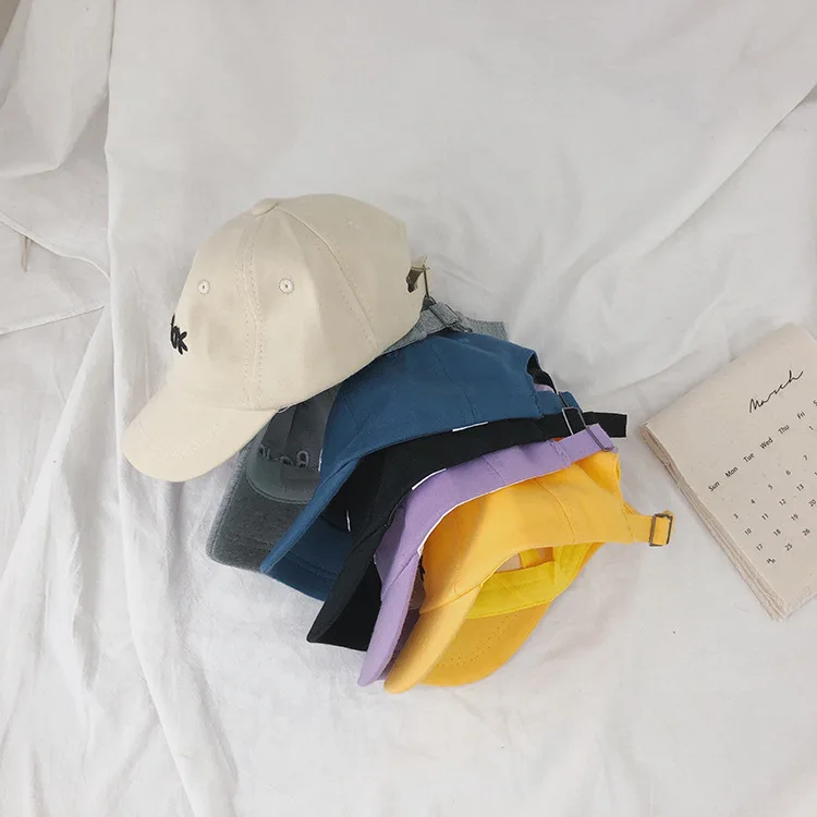 Korean Style Boys Girls Letters Embroidery Fashion Baseball Cap 1-6 Years Kids 6 Colors Casual Hats
