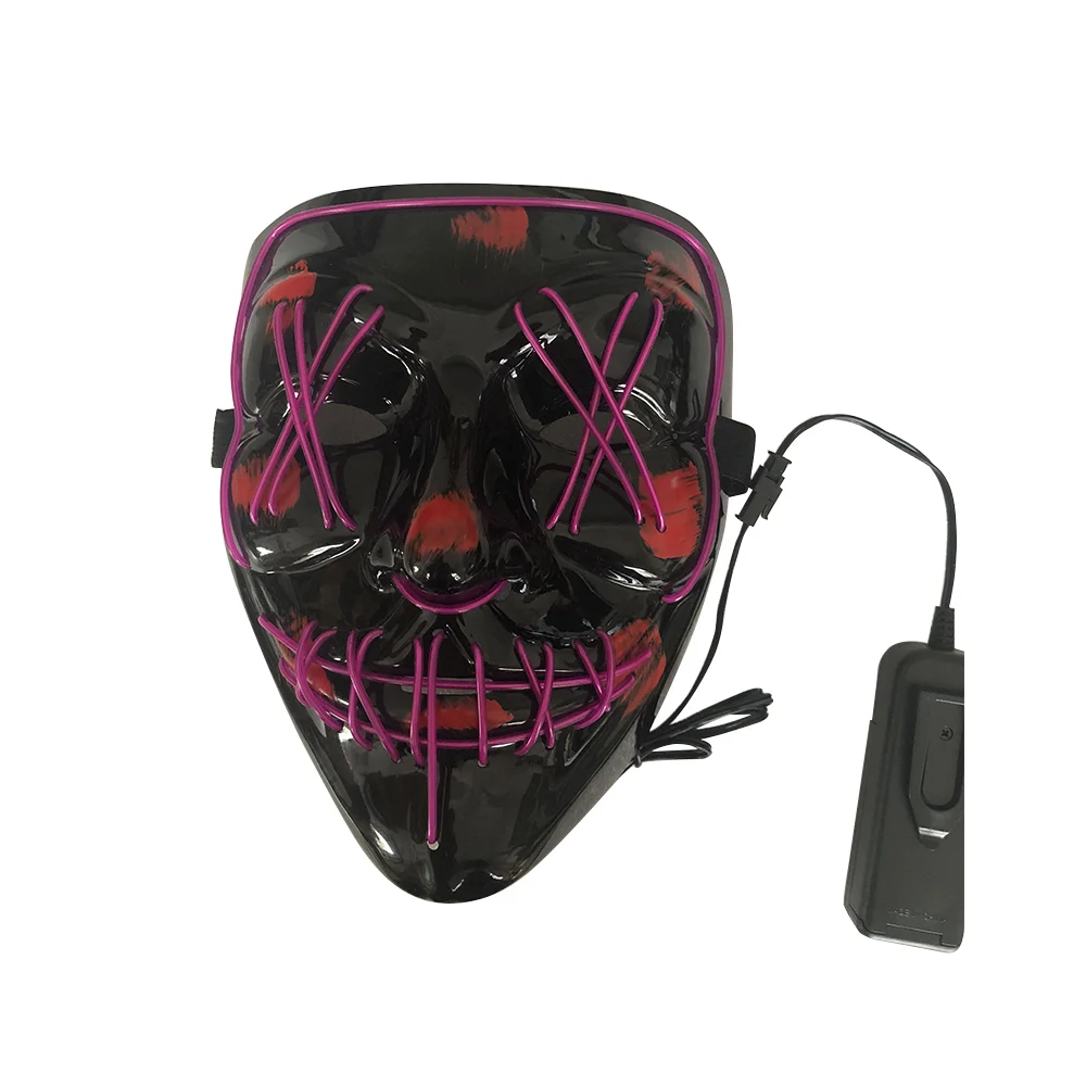 Светодиодная маска Хэллоуин рейв маска для вечеринки маскарадные маски неоновые маскарадные маски светящаяся тушь для ресниц костюм косплей ужас Led маска светодиодный провод up Rave DJ вечерние Led неоновые страшные