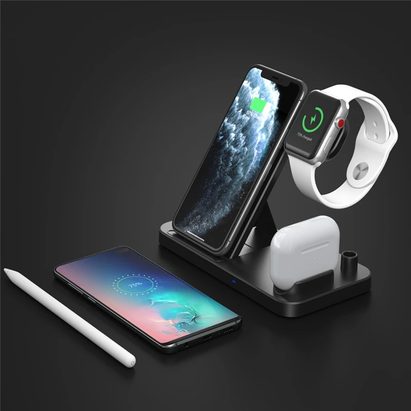 US $729.00 50pcs Wireless Station For IPhone IWatch Airpods Apple Pencil4 In 1 Fast QI Charger Charging Dock For All QI Phones Fast Charge