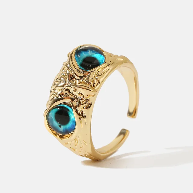 YADELAI Charming Fashion Owl Ring Vintage Man and Women Alloy Blue Eyes Owl Ring Versatile Argent  Adjustable Creativering Ring R100-1 Blue