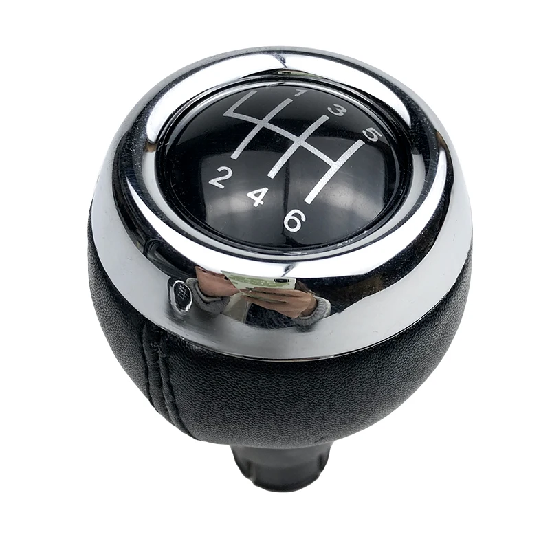 R123456 Black 5/6 Скорость хромовой кожи автомобиля рукоятка для рычага переключения передач ручка переключения головкой для Mini Cooper R55 R56 R57 R58 R59 R60 R61 F54 F55 F56 F57 - Название цвета: R123456 Black