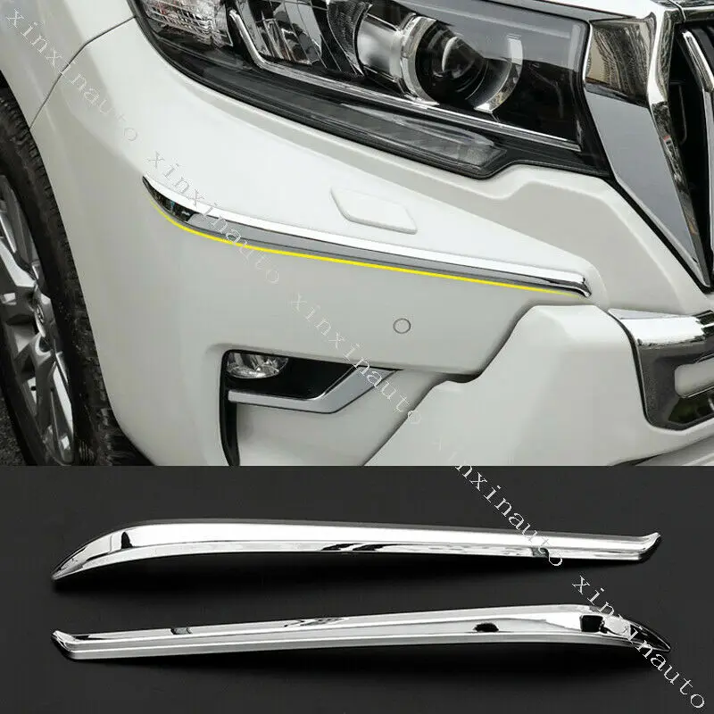 ABS Chromed Front Bumper Molding Cover Trim Strips 2018 2019 for Toyota Land Cruiser Prado FJ150 150 Accessories | Автомобили и