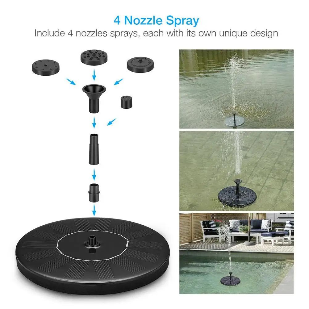 

210L/h Hobbylane Round Solar Fountain Floating Water Fountain Fontaine For Garden Decoration Solar Fontein Pool Pond Waterfall