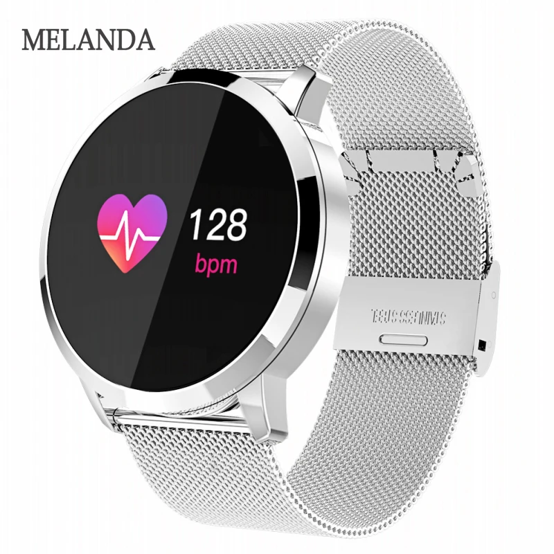 MELANDA Новинка Q8s Bluetooth Смарт-часы из нержавеющей стали водонепроницаемые наручные часы для мужчин и женщин фитнес-трекер часы для Android IOS
