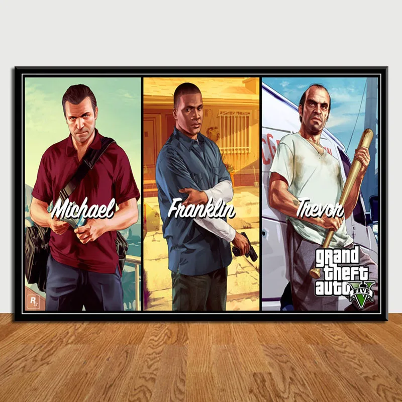 Горячая игра Обложка Grand Theft Auto 5 GTA Горячая видео игра искусство холст живопись плакат настенный Декор для дома