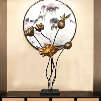 

Chinese Metal Lotus Flowers Sculpture Figurines Decoration Home Furnishing Livingroom Crafts Hotel Office Desktop Ornaments Art