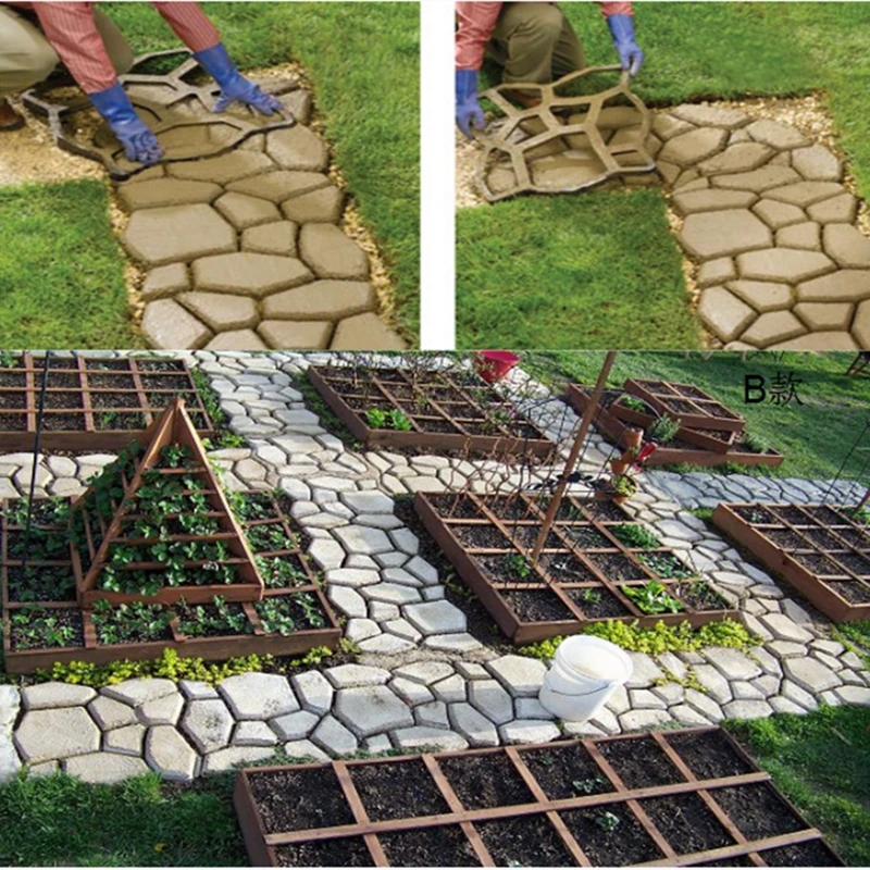 DIY бетонные Dolds вилла парковка Сад цемент форма для каменной брусчатки тротуарная плитка цемент кирпич античный пейзаж инженерные формы