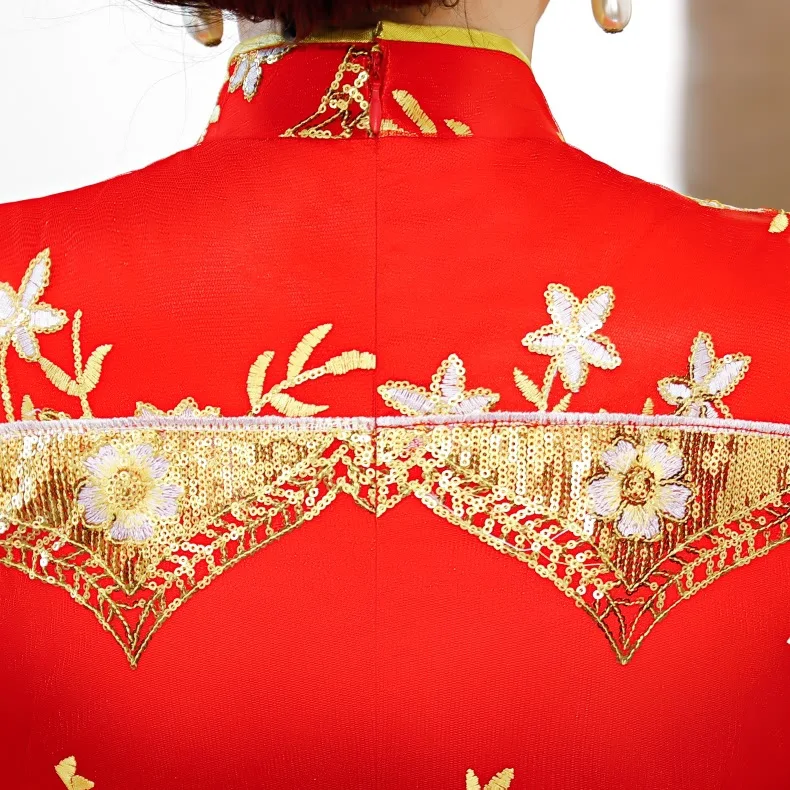 Вечерние Cheongsam Китайский традиционный стиль женское зеленое тонкое вечернее платье Qipao сексуальное Очаровательное платье ретро китайское платье