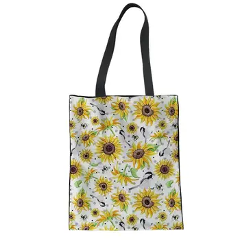 

NOISYDESIGNS Sunflower Birds Canvas Women's Shoulder Bags Female Portable Storage Bags School Bags Mochila Tote Clutch Bag New