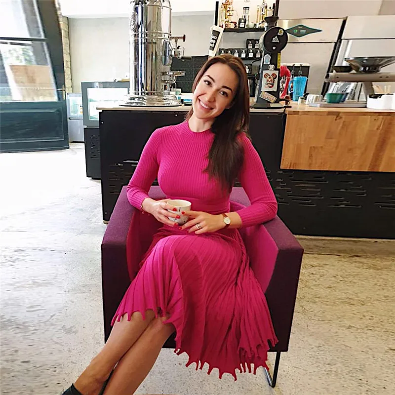 pleated sweater dress23