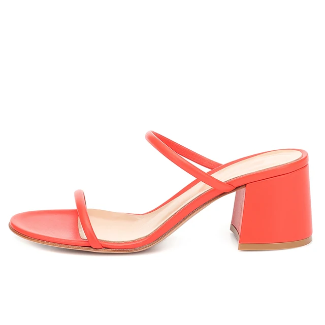 red block heel mules