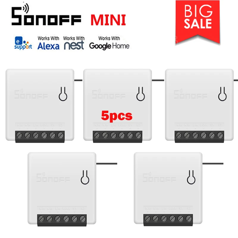 

3/5/8PCS Itead SONOFF MINI DIY WiFi Smart home Switch control by eWeLink Support an external Switch Work With Alexa Google Home