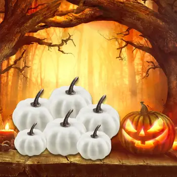 

12pcs Artificial White Pumpkin Ornament Photography Shooting DIY Props for Thanksgiving Halloween Decoration