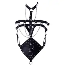 Топ клетка кожаный бюстгальтер жгут ремни на живот с цепочкой ремни заклепки талии размера плюс фестивальный рейв белье чулок Связывание женщин Готический