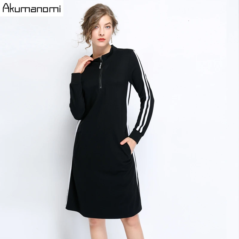 Осенне-весеннее вязаное женское платье больших размеров 5xl 4XL-l со стоячим воротником и длинным рукавом, черные повседневные офисные Элегантные платья Vestido Robe