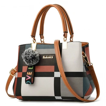 

Ladies' Leather Handbags New Casual Women Plaid Shoulder Bag Fashion Stitching Wild Messenger Brand Female Totes Crossbody Bags