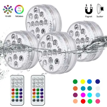 

13 Led RGB Submersible Light Remote Controlled Underwater Night Light Garden Swimming Pool Light for Wedding Party Vase Bowl